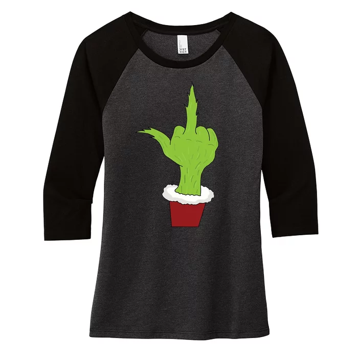 Middle Finger Funny Holiday Women's Tri-Blend 3/4-Sleeve Raglan Shirt