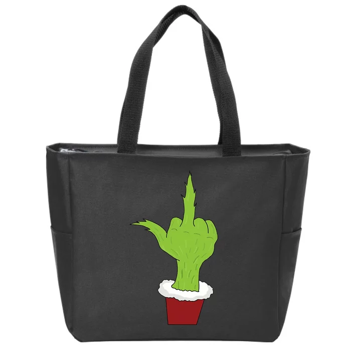 Middle Finger Funny Holiday Zip Tote Bag