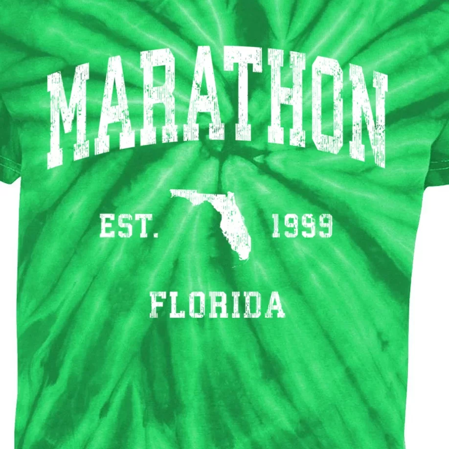 Marathon Florida Fl Vintage Established Athletic Black Sports Design Kids Tie-Dye T-Shirt