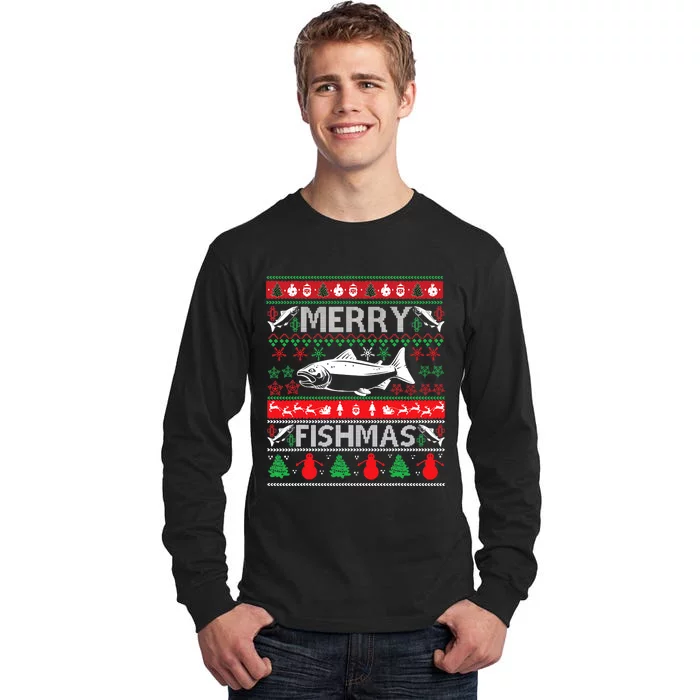 Merry Fishmas Fishing Ugly Christmas Sweater Tall Long Sleeve T-Shirt