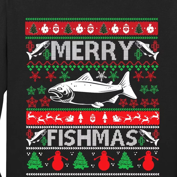 Merry Fishmas Fishing Ugly Christmas Sweater Tall Long Sleeve T-Shirt