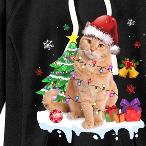 Meowy Feline Festivities Merry Catmas Christmas Cat Cute Gift Women's Fleece Hoodie