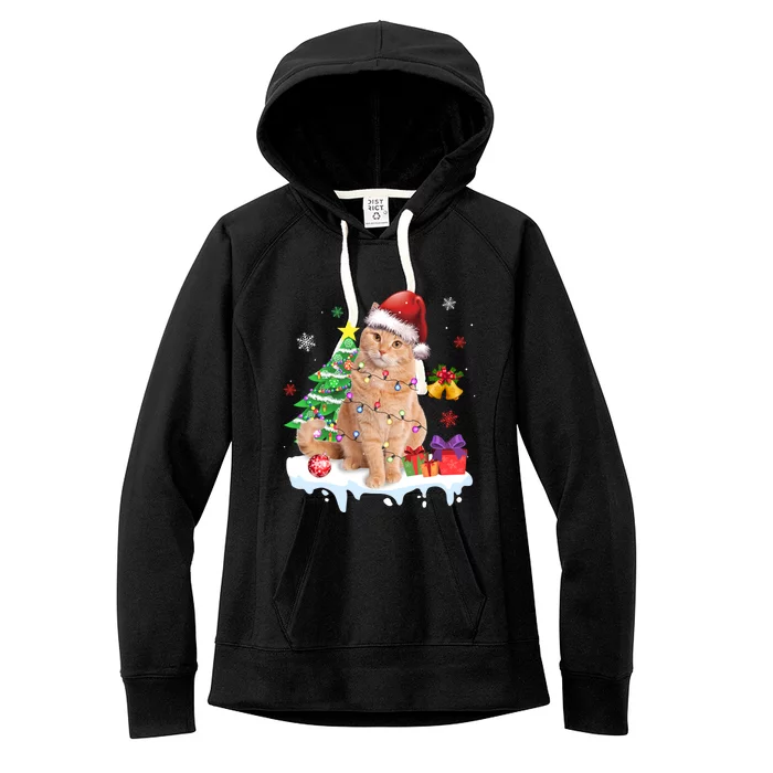 Meowy Feline Festivities Merry Catmas Christmas Cat Cute Gift Women's Fleece Hoodie