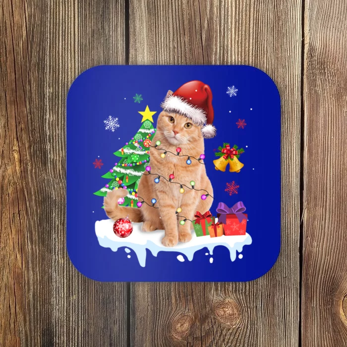 Meowy Feline Festivities Merry Catmas Christmas Cat Cute Gift Coaster