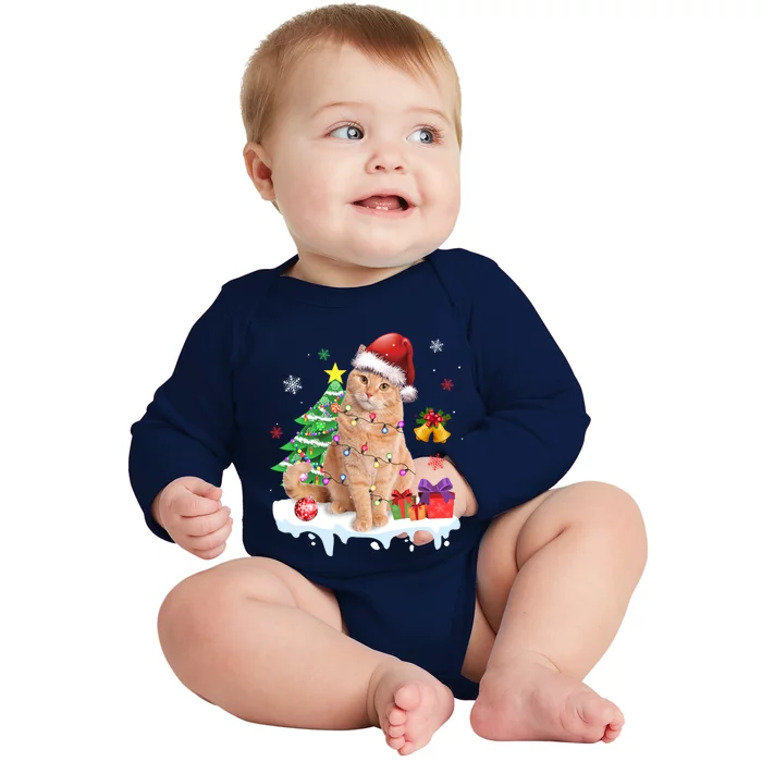 Meowy Feline Festivities Merry Catmas Christmas Cat Cute Gift Baby Long Sleeve Bodysuit