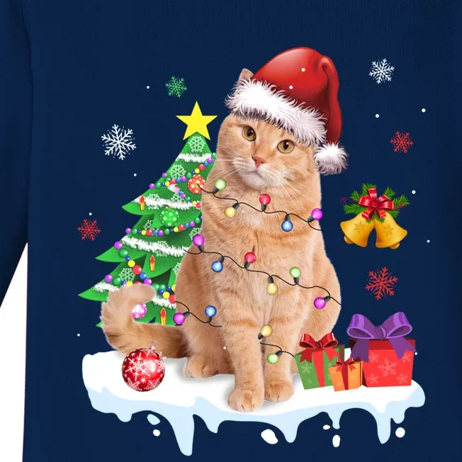 Meowy Feline Festivities Merry Catmas Christmas Cat Cute Gift Baby Long Sleeve Bodysuit