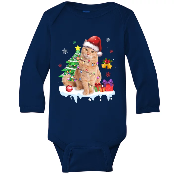 Meowy Feline Festivities Merry Catmas Christmas Cat Cute Gift Baby Long Sleeve Bodysuit