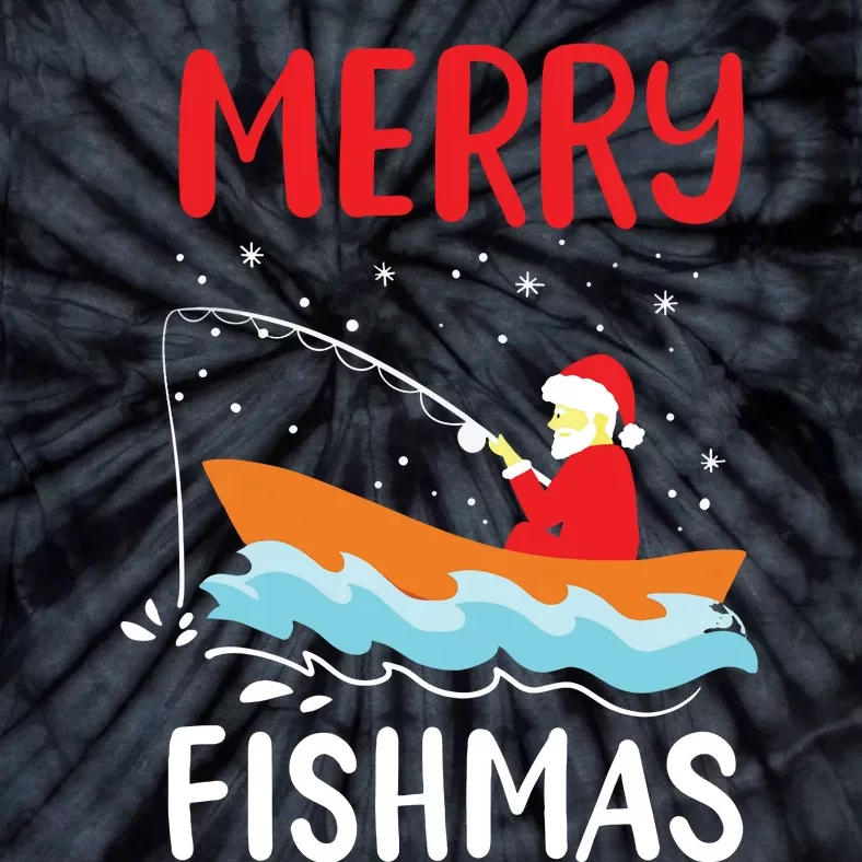 Merry Fishmas Funny Christmas Santa Claus Fishing Fisherman Tie-Dye T-Shirt