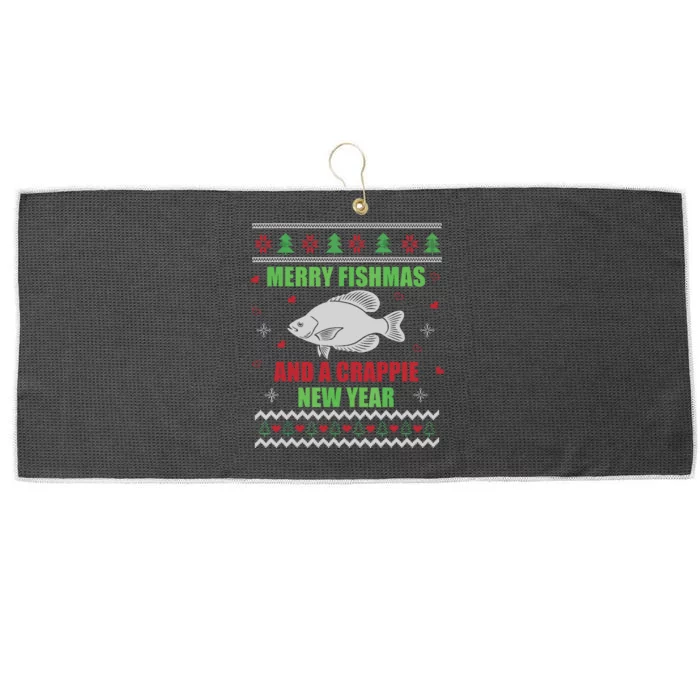 Merry Fishmas Fishing Funny Xmas Crappie For Fisherman Large Microfiber Waffle Golf Towel