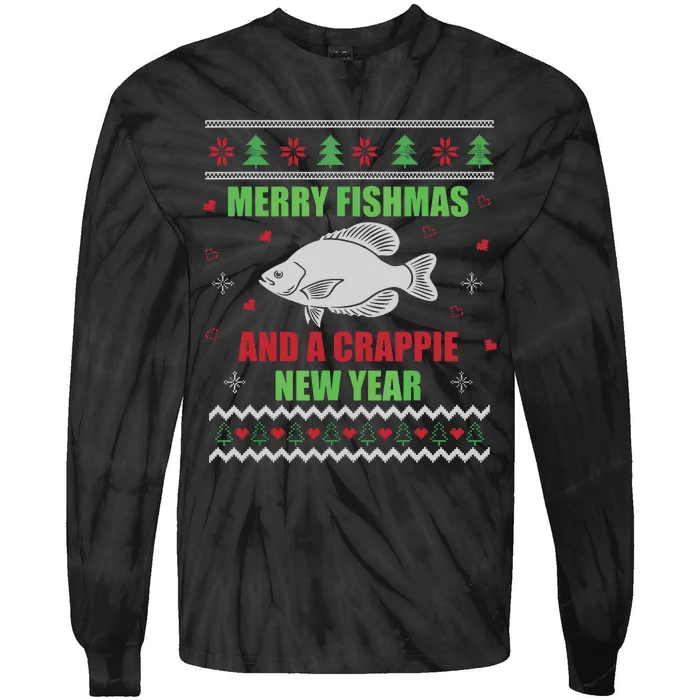 Merry Fishmas Fishing Funny Xmas Crappie For Fisherman Tie-Dye Long Sleeve Shirt