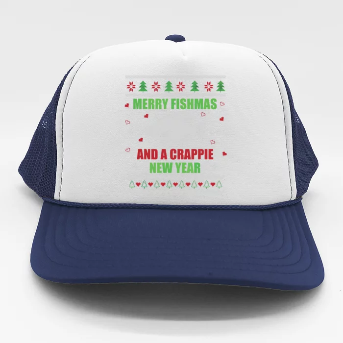 Merry Fishmas Fishing Funny Xmas Crappie For Fisherman Trucker Hat