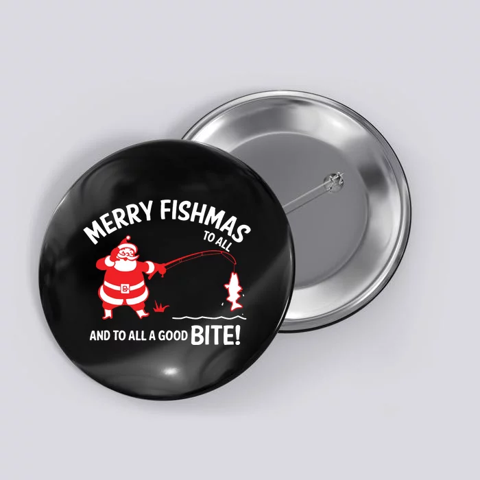 Merry Fishmas Funny Fish Fishing Fisherman Christmas Xmas Button