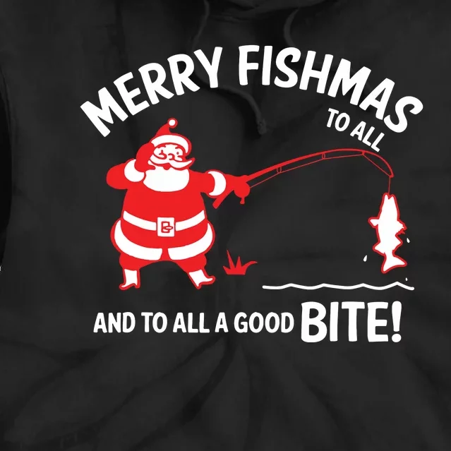 Merry Fishmas Funny Fish Fishing Fisherman Christmas Xmas Tie Dye Hoodie