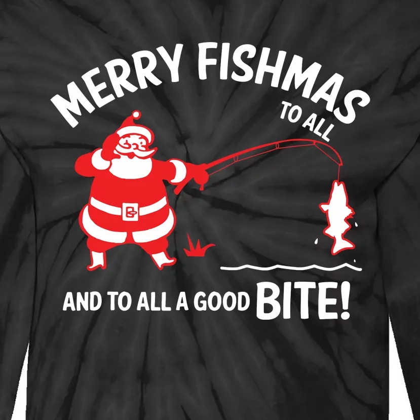 Merry Fishmas Funny Fish Fishing Fisherman Christmas Xmas Tie-Dye Long Sleeve Shirt