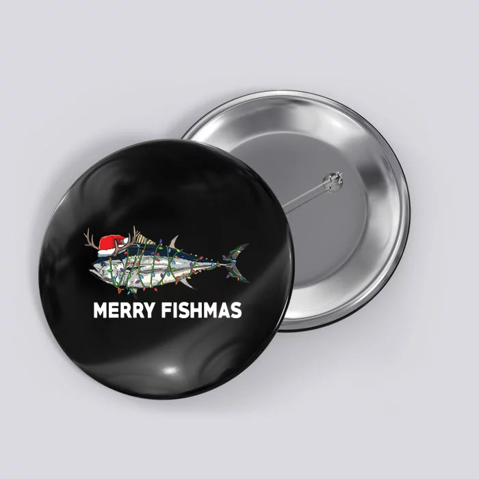 Merry Fishmas Funny Fish Fishing Fisherman Christmas Xmas Button