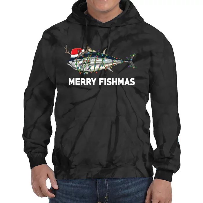 Merry Fishmas Funny Fish Fishing Fisherman Christmas Xmas Tie Dye Hoodie