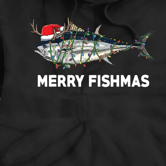 Merry Fishmas Funny Fish Fishing Fisherman Christmas Xmas Tie Dye Hoodie