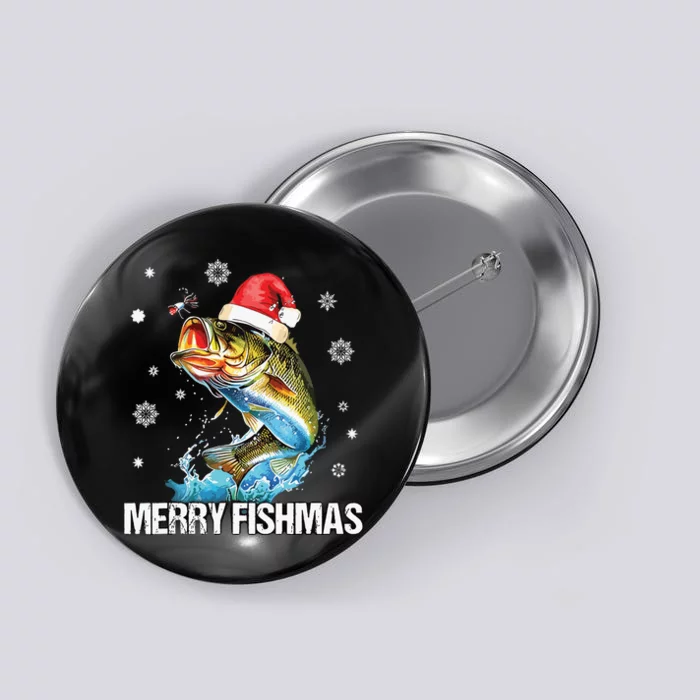 Merry Fishmas Funny Christmas Tree Lights Fish Fishing Rod Button