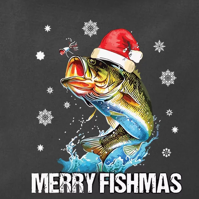 Merry Fishmas Funny Christmas Tree Lights Fish Fishing Rod Zip Tote Bag