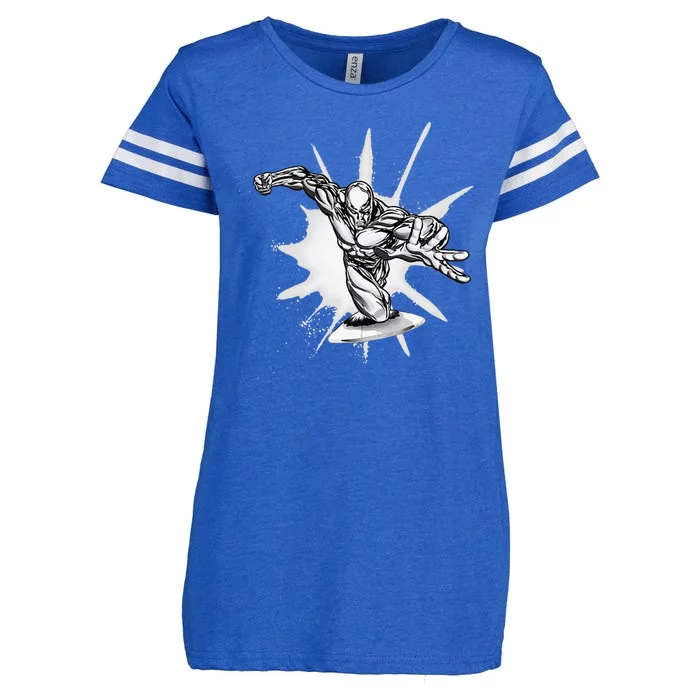 Marvel Fantastic Four Silver Surfer Speed Epic Logo Enza Ladies Jersey Football T-Shirt