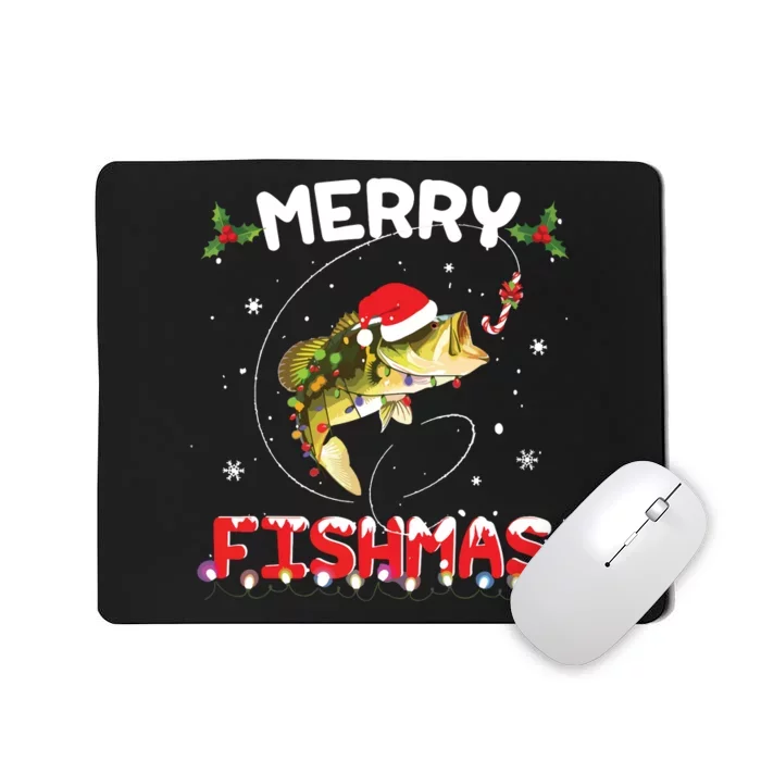 Merry Fishmas Funny Fishing Christmas Pajama Fishers Mousepad