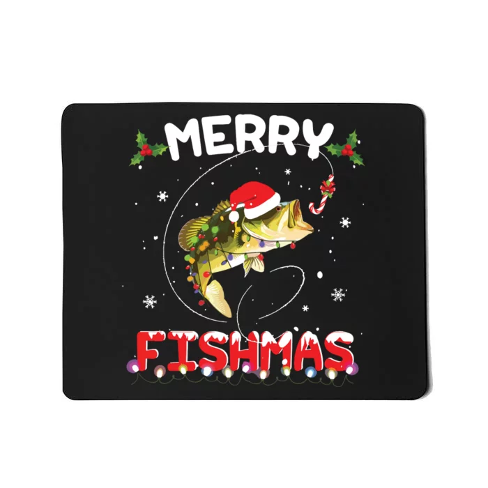 Merry Fishmas Funny Fishing Christmas Pajama Fishers Mousepad