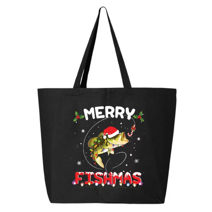 Merry Fishmas Funny Fishing Christmas Pajama Fishers 25L Jumbo Tote