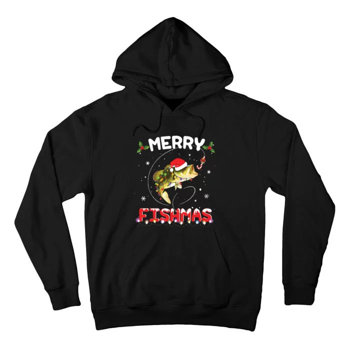 Merry Fishmas Funny Fishing Christmas Pajama Fishers Tall Hoodie