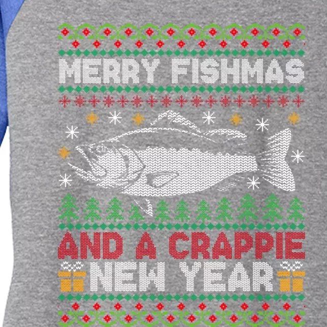 Merry Fishmas Fish Fishing Fisher Ugly Christmas Xmas Gift Women's Tri-Blend 3/4-Sleeve Raglan Shirt