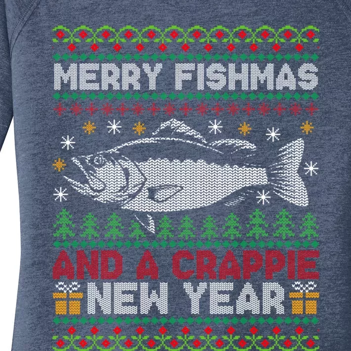 Merry Fishmas Fish Fishing Fisher Ugly Christmas Xmas Gift Women's Perfect Tri Tunic Long Sleeve Shirt