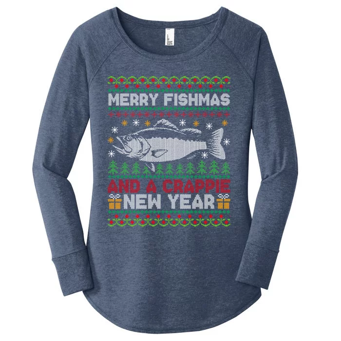 Merry Fishmas Fish Fishing Fisher Ugly Christmas Xmas Gift Women's Perfect Tri Tunic Long Sleeve Shirt