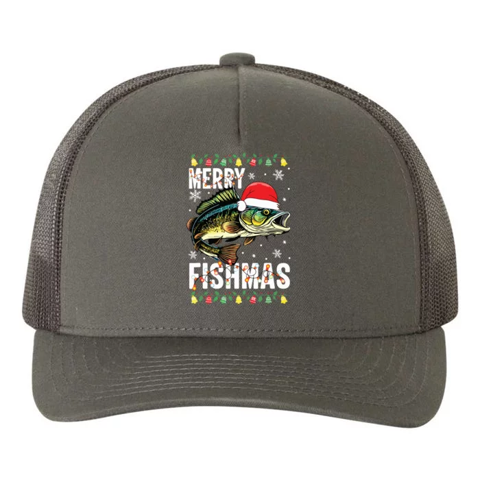 Merry Fishmas Funny Fishing Christmas Pajama Fishers Yupoong Adult 5-Panel Trucker Hat