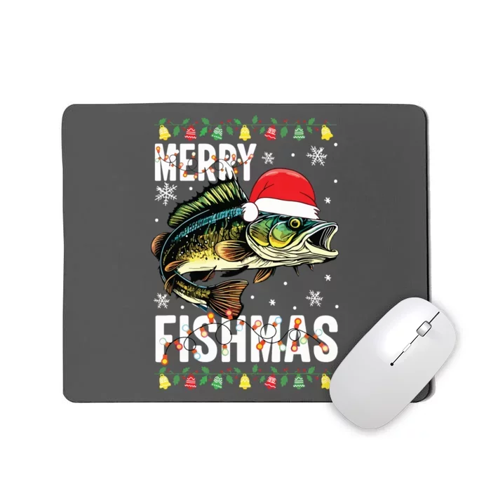 Merry Fishmas Funny Fishing Christmas Pajama Fishers Mousepad