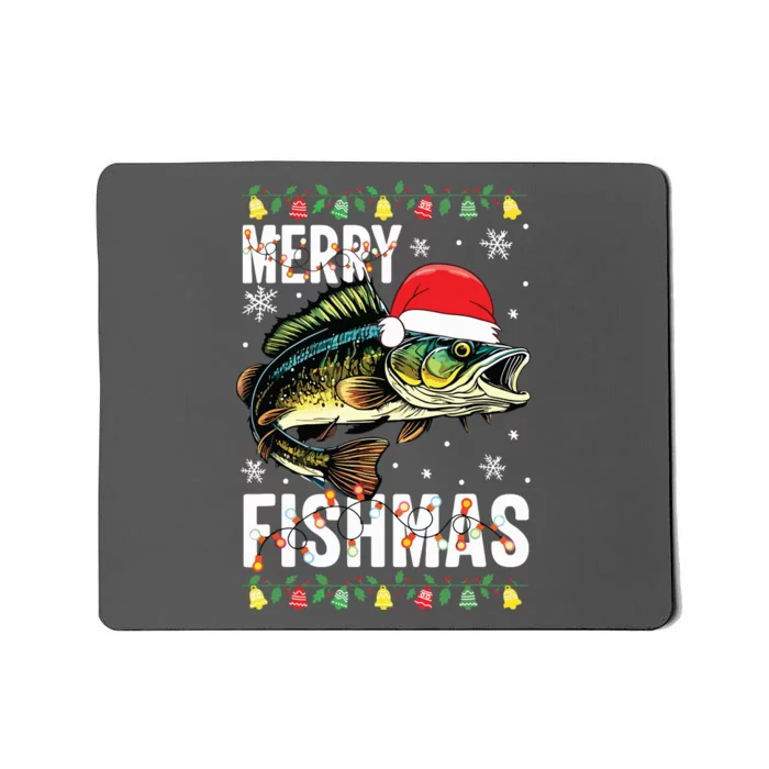 Merry Fishmas Funny Fishing Christmas Pajama Fishers Mousepad