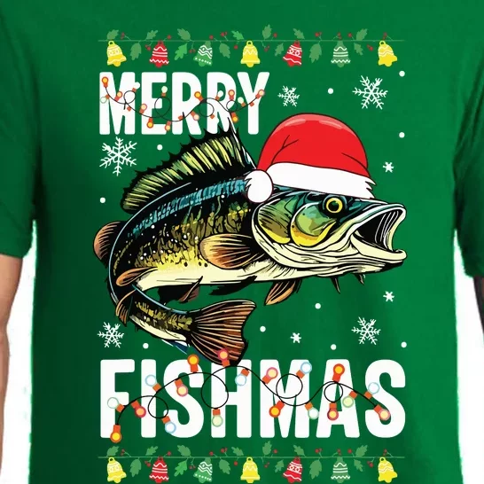 Merry Fishmas Funny Fishing Christmas Pajama Fishers Pajama Set