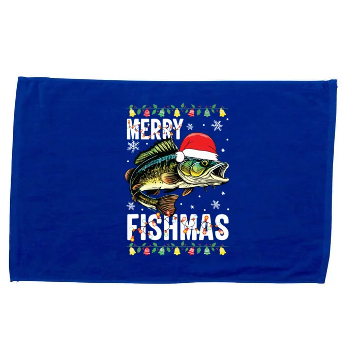 Merry Fishmas Funny Fishing Christmas Pajama Fishers Microfiber Hand Towel