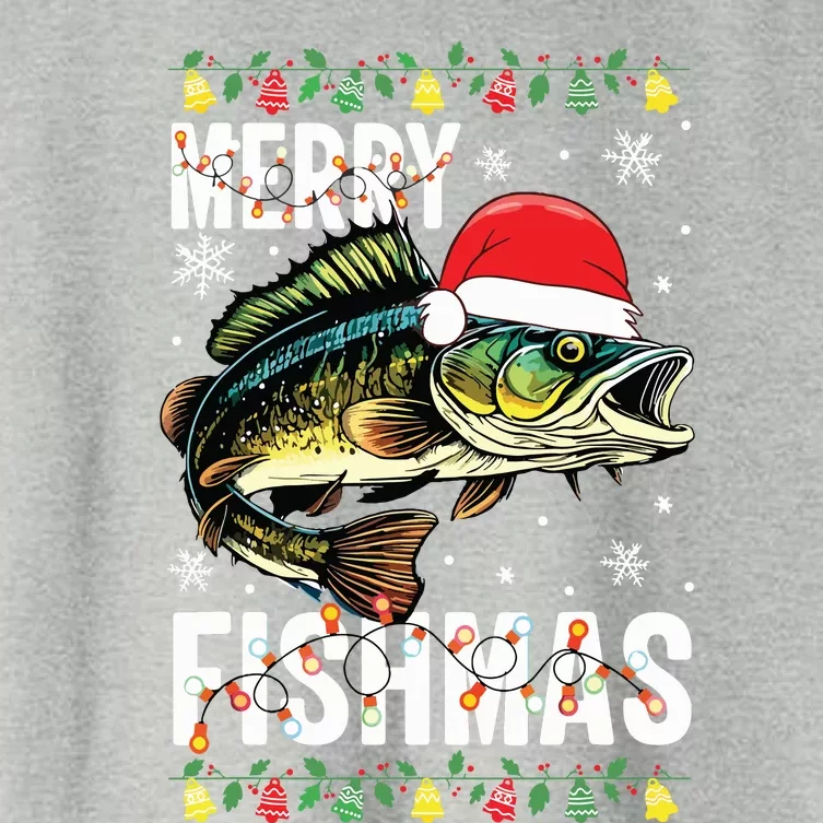 Merry Fishmas Funny Fishing Christmas Pajama Fishers Women's Crop Top Tee