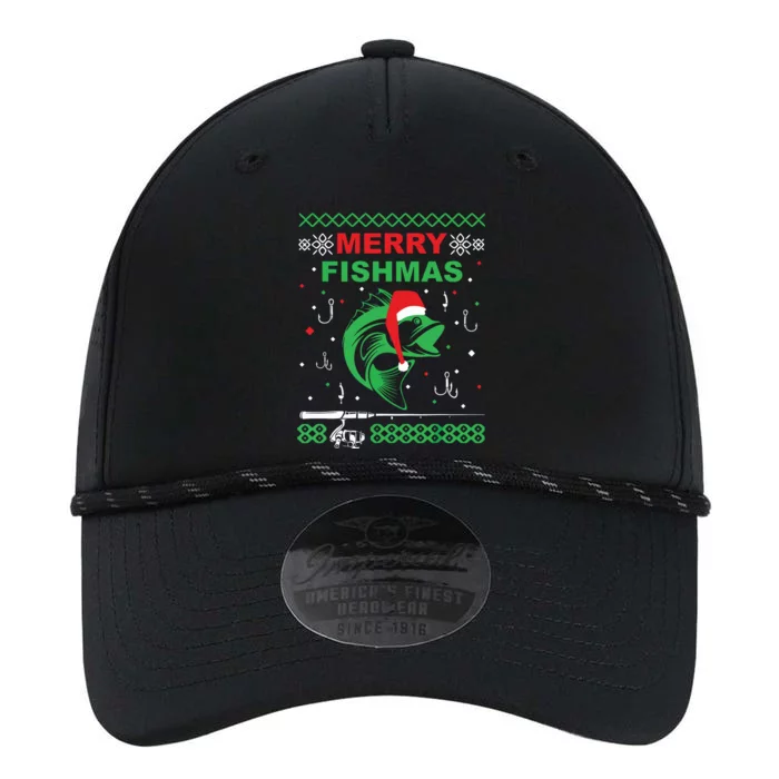 Merry Fishmas Funny Fishing Ugly Christmas Sweater Performance The Dyno Cap