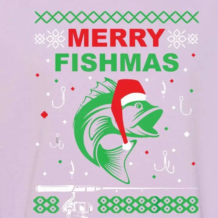 Merry Fishmas Funny Fishing Ugly Christmas Sweater Garment-Dyed Sweatshirt