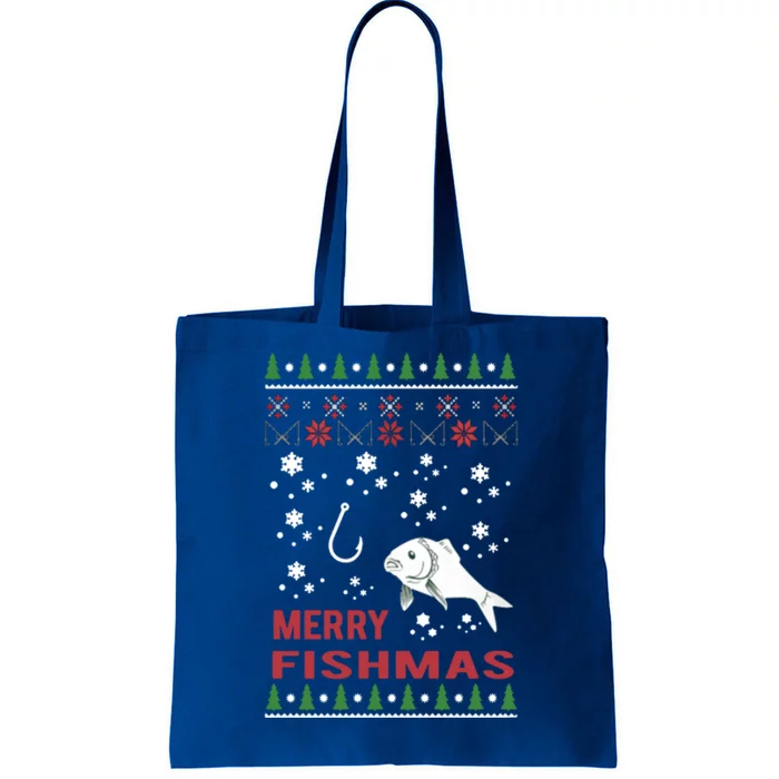 Merry Fishmas Fishing Ugly Christmas Style Cool Gift Tote Bag