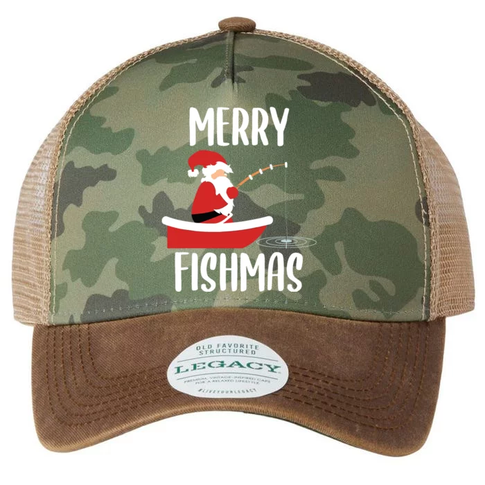 Merry Fishmas Funny Santa Fishing Fisherman Christmas Xmas Legacy Tie Dye Trucker Hat