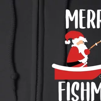 Merry Fishmas Funny Santa Fishing Fisherman Christmas Xmas Full Zip Hoodie