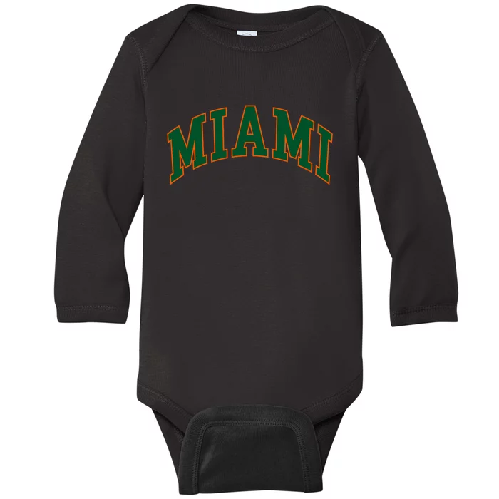 Miami Football Font Baby Long Sleeve Bodysuit