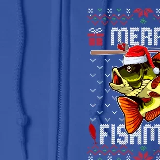 Merry Fishmas Fish Fishing Rod Christmas Ugly Sweater Xmas Gift Full Zip Hoodie