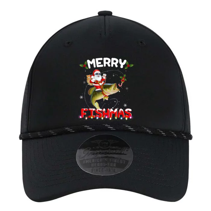 Merry Fishmas Funny Santa Riding Fish Christmas Pjs Fishers Performance The Dyno Cap