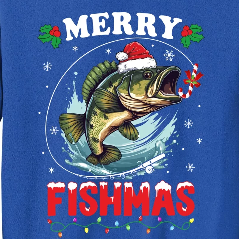 Merry Fishmas Fish Funny Fishing Christmas Dad Great Gift Tall Sweatshirt