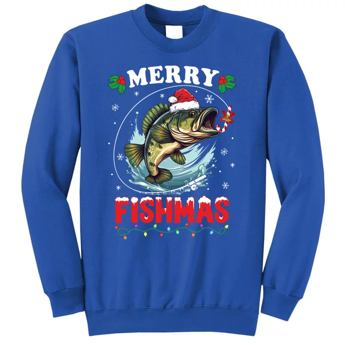 Merry Fishmas Fish Funny Fishing Christmas Dad Great Gift Tall Sweatshirt