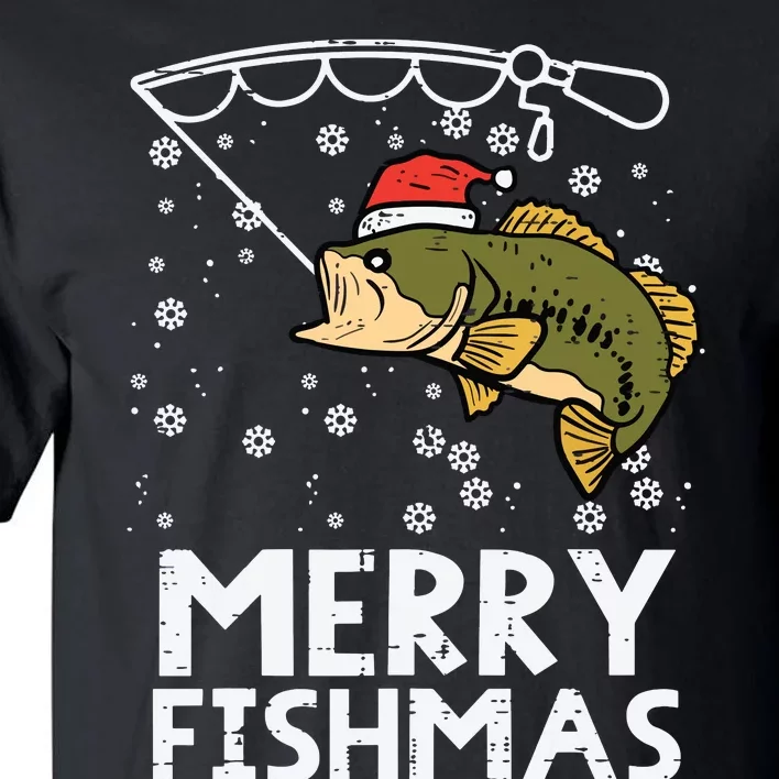 Merry Fishmas Fish Fishing Xmas Christmas Dad Tall T-Shirt