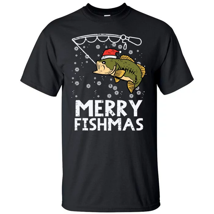 Merry Fishmas Fish Fishing Xmas Christmas Dad Tall T-Shirt