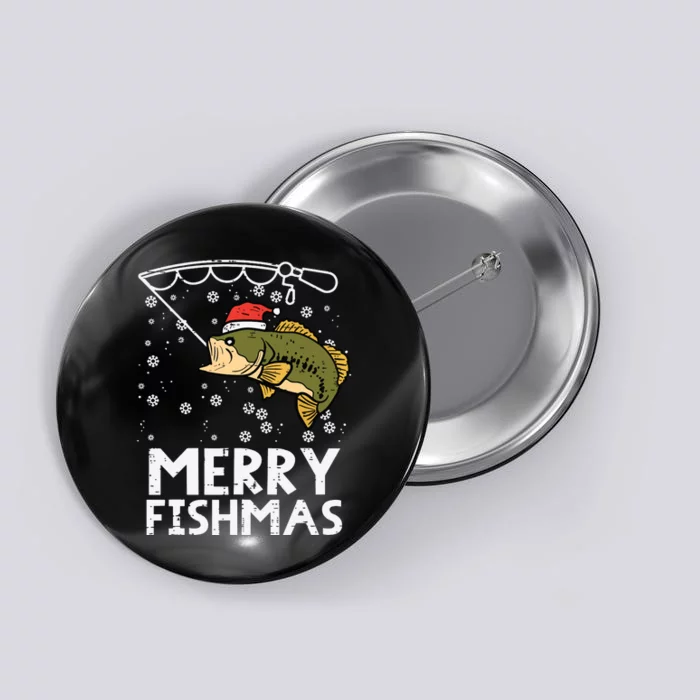 Merry Fishmas Fish Fishing Xmas Christmas Dad Button